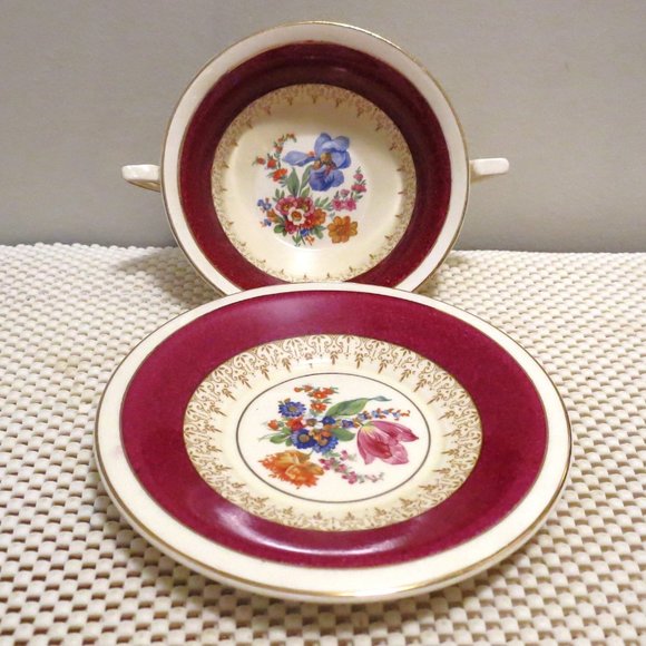 Burleigh Ware Bouilon Cream Soup Cup w/ Saucer Zenith Burgess & Leigh Ltd 1930's - Picture 3 of 8